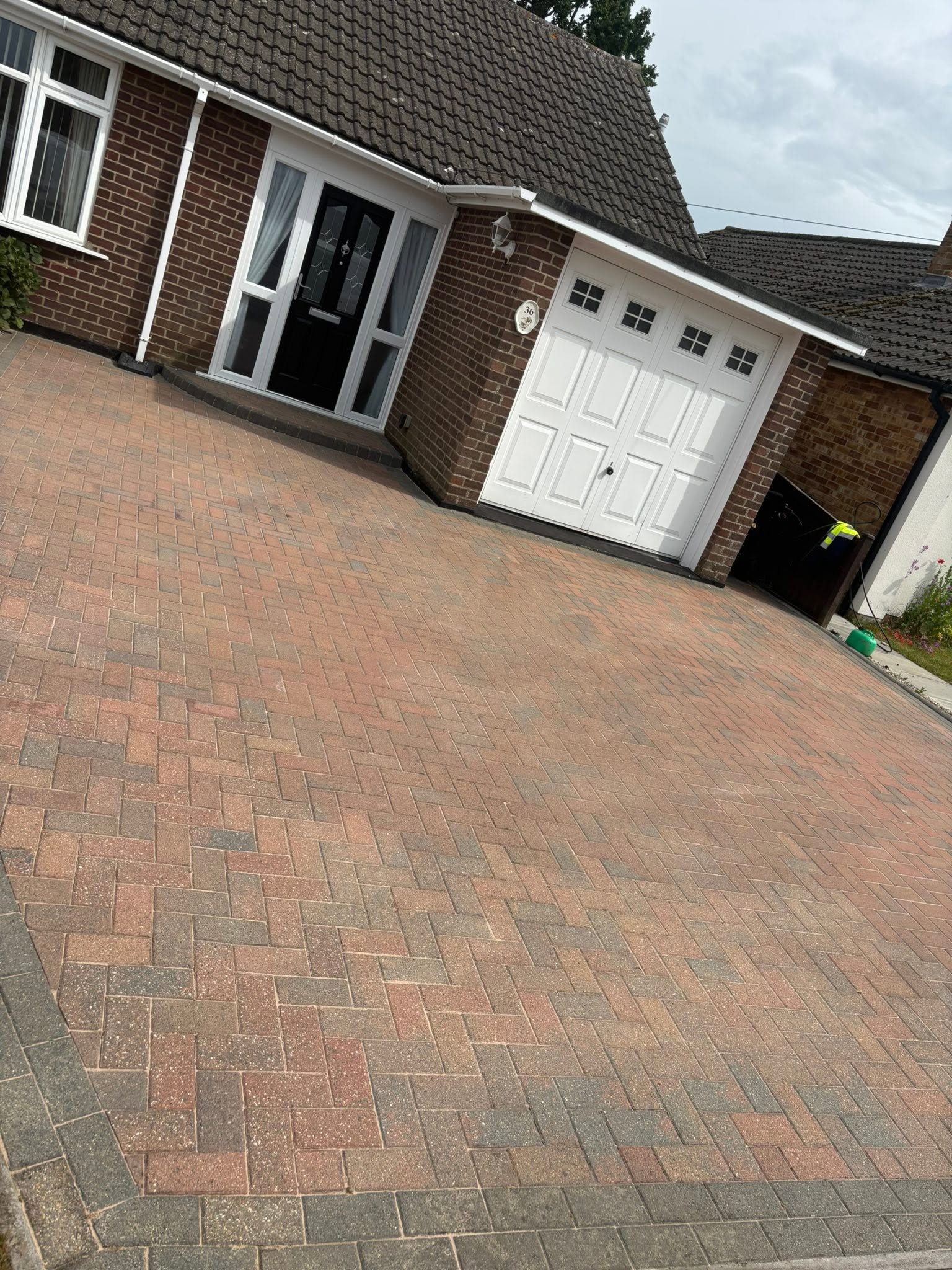 Same patio after cleaning — restored slabs